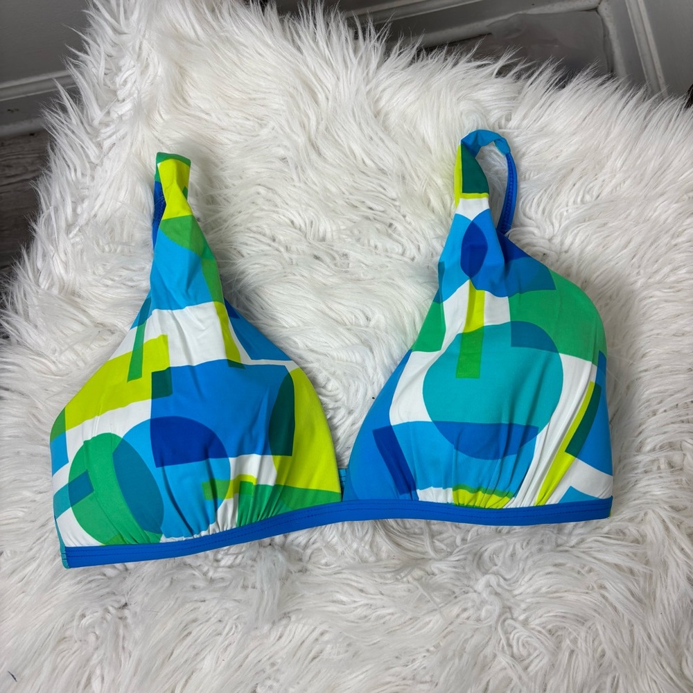 La Blanca Colorful Geometric Bikini Top Size 12